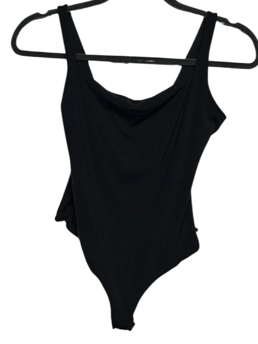 Black Square Neck Bodysuit Stretch Snap Closure Layering Tank Medium